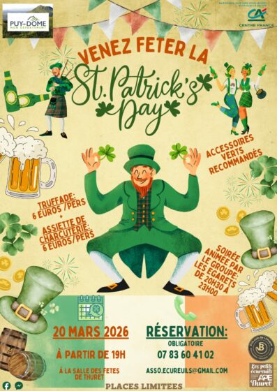 Venez fêter la Saint Patrick – 20 mars – 19h