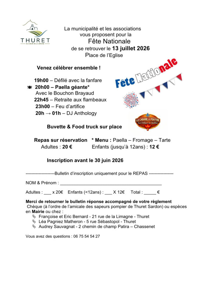 Fête nationale le 13/07 à Thuret